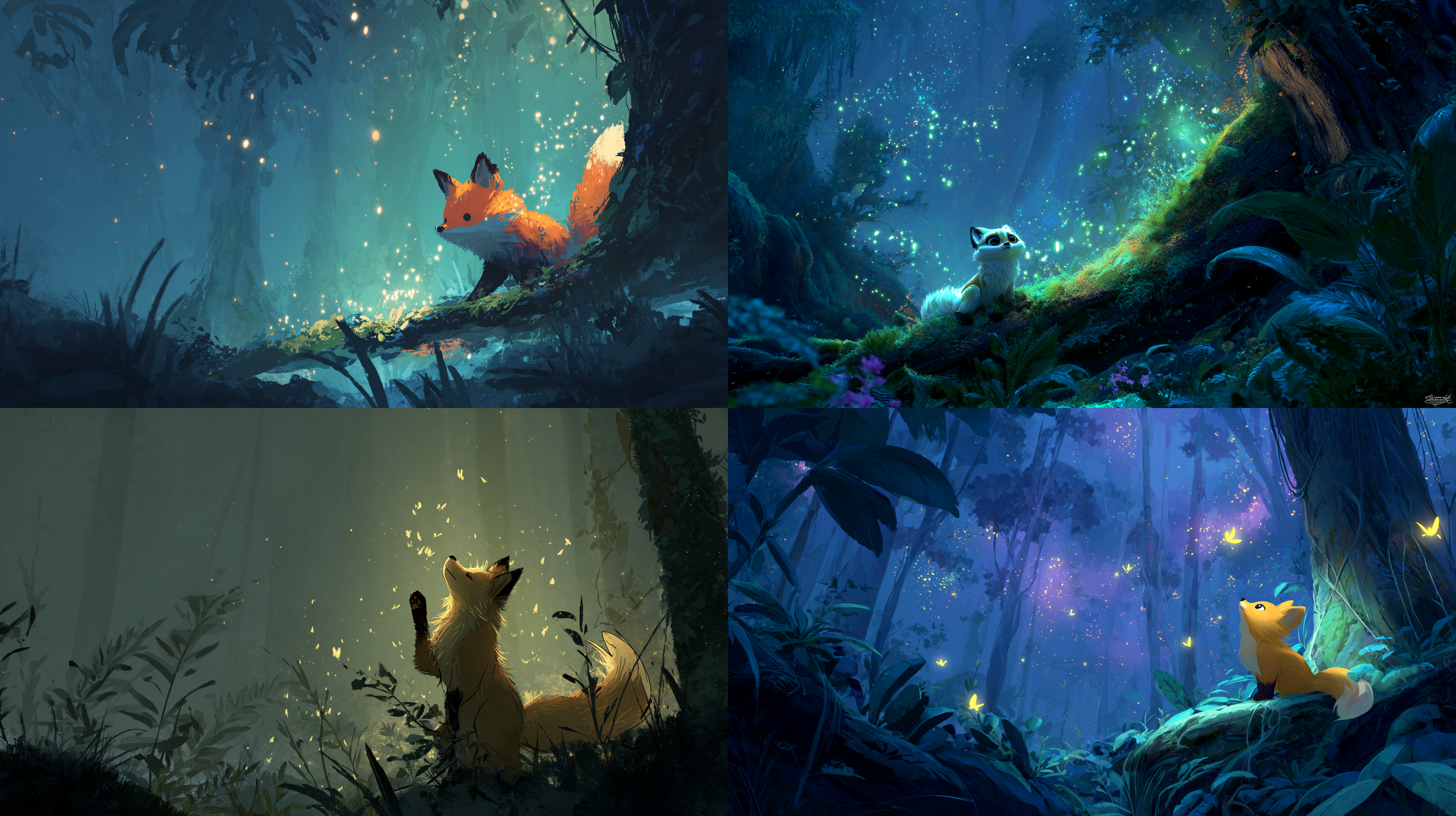 A fox in a forest with a blue sky