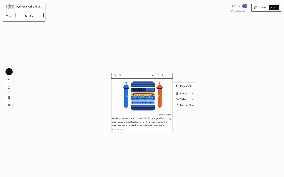 Writing the prompt for AI Explainer Video Generator on the Flick canvas