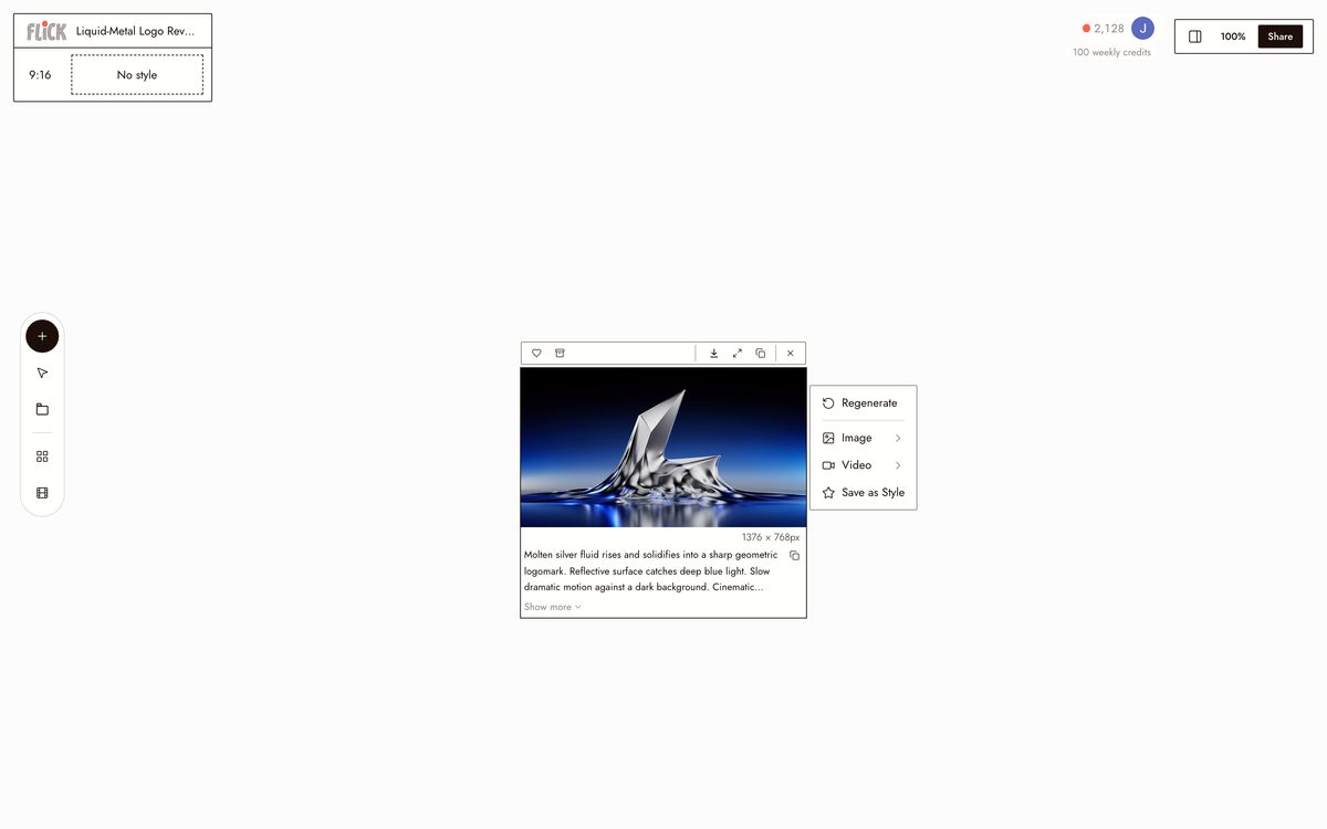 Writing the prompt for AI Motion Graphics Generator on the Flick canvas