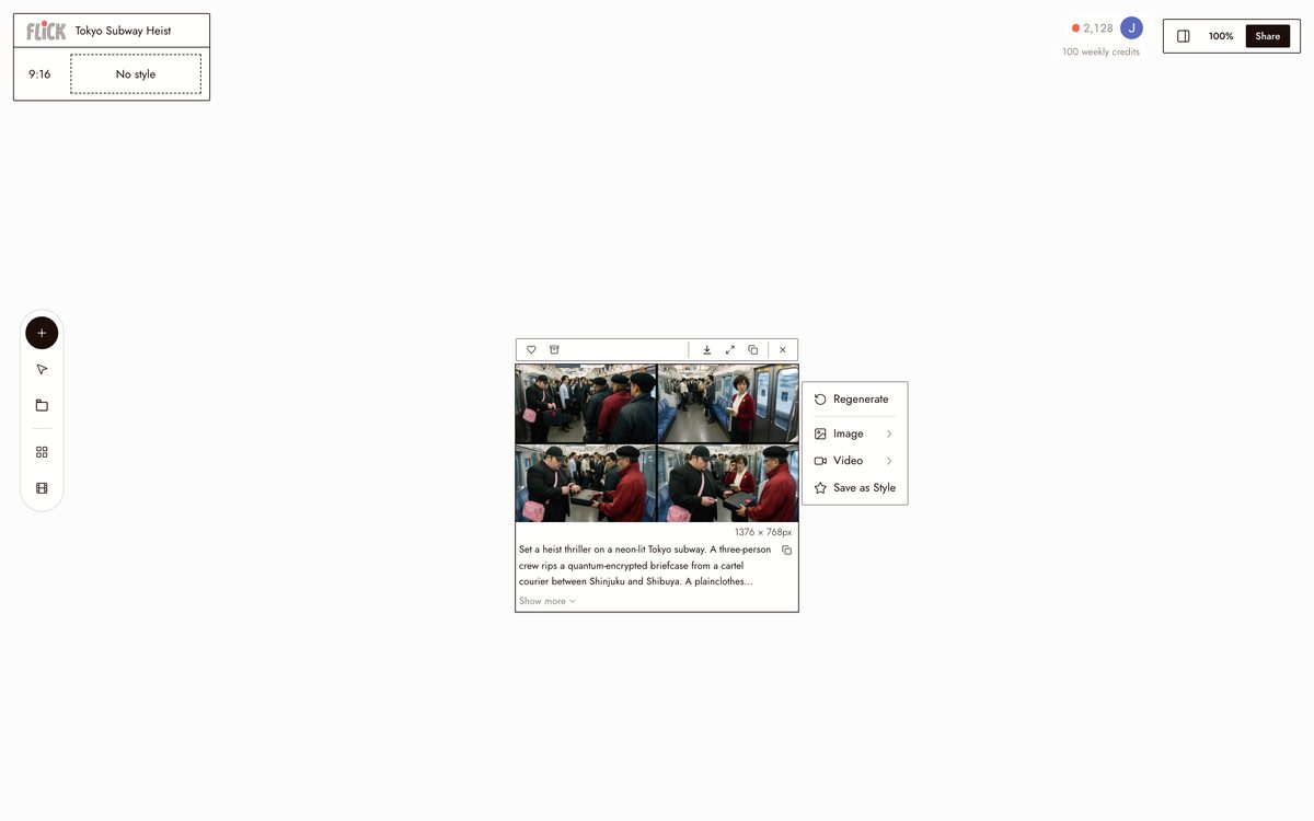 Writing the prompt for AI Movie Script Generator on the Flick canvas