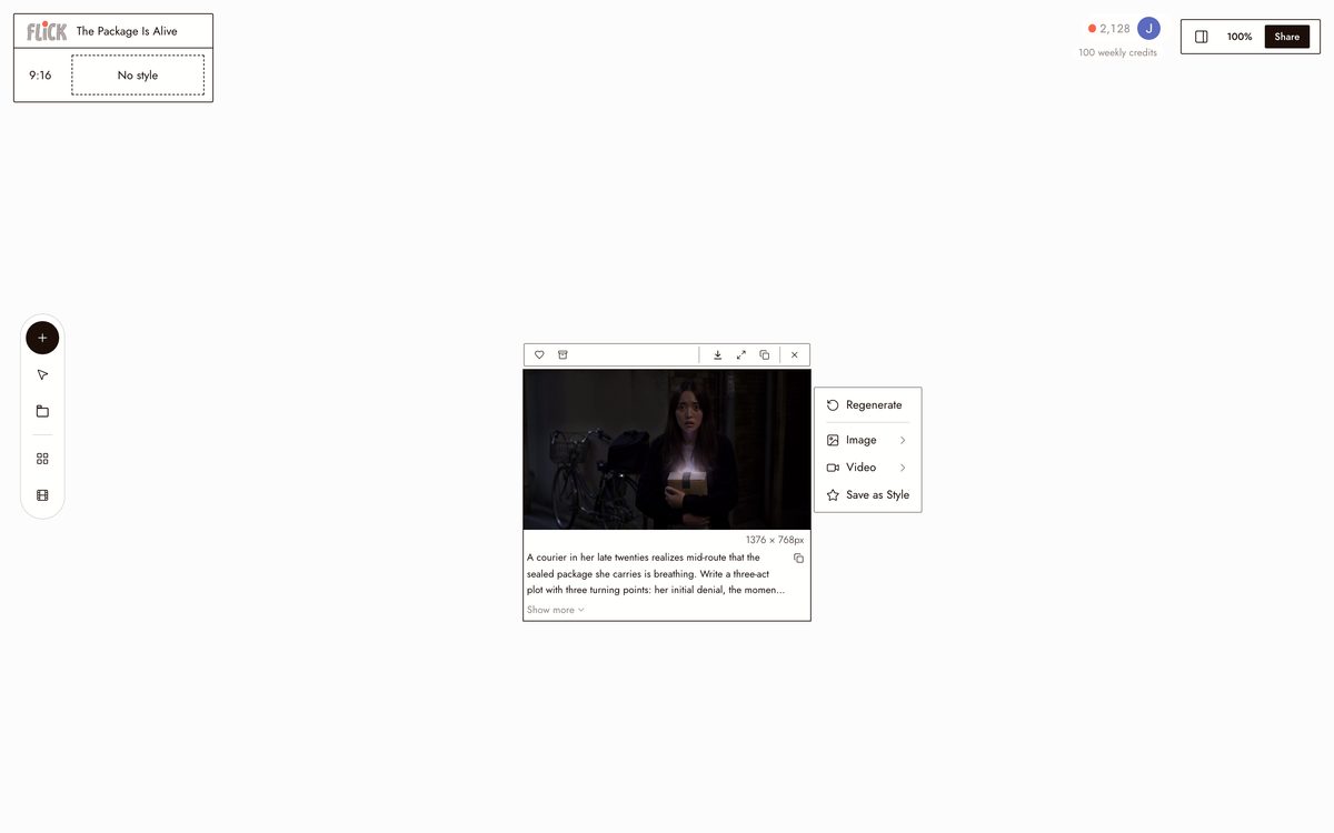 Writing the prompt for AI Plot Generator on the Flick canvas