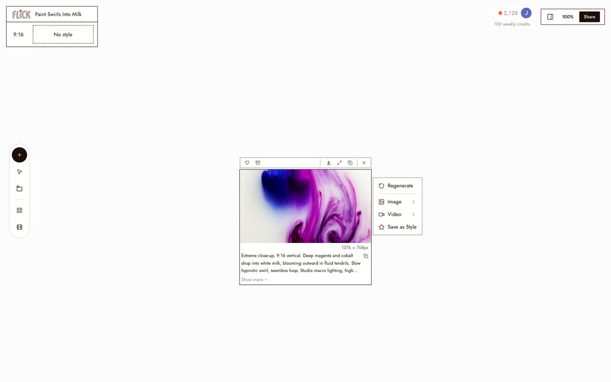 Writing the prompt for AI Shorts Generator on the Flick canvas