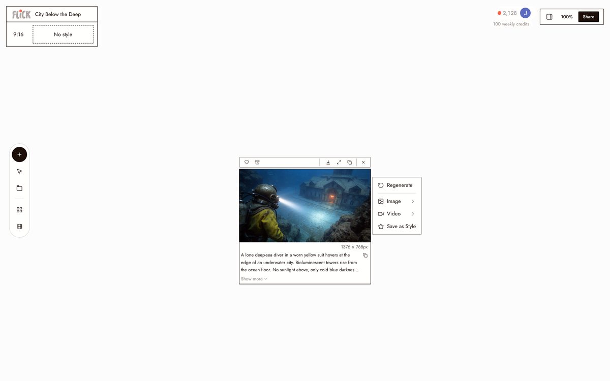 Writing the prompt for AI Story Generator on the Flick canvas