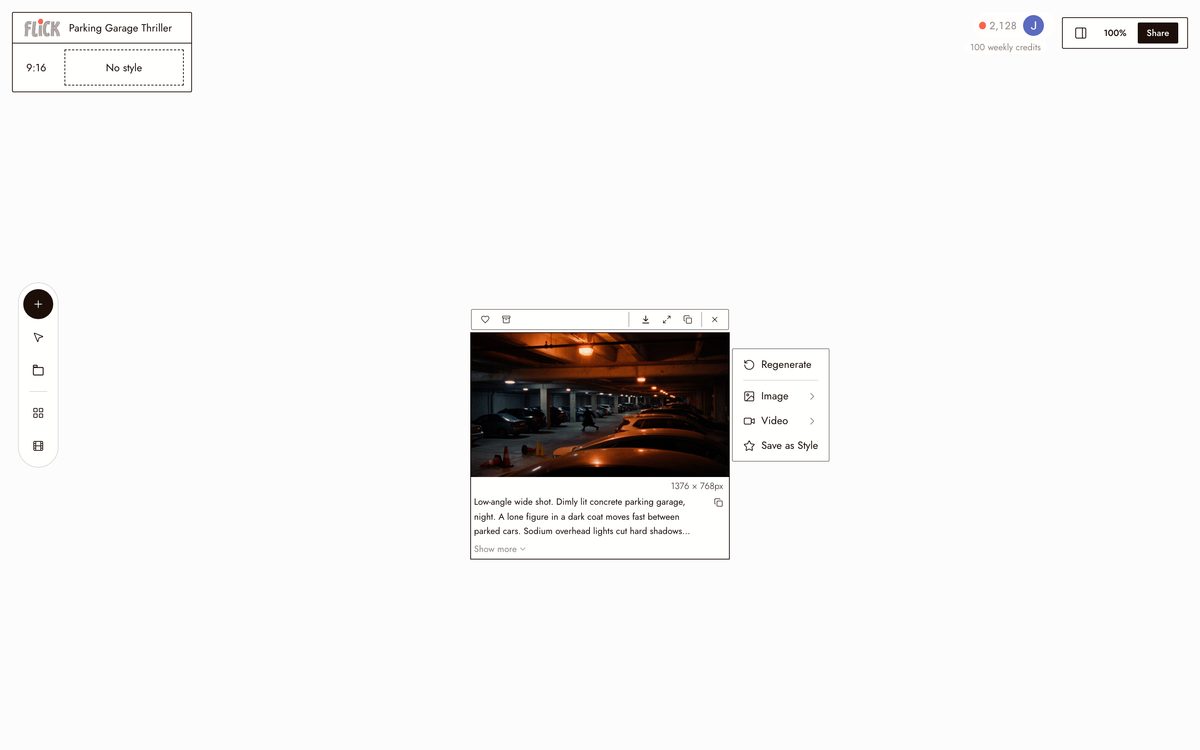 Writing the prompt for AI Script to Video Generator on the Flick canvas