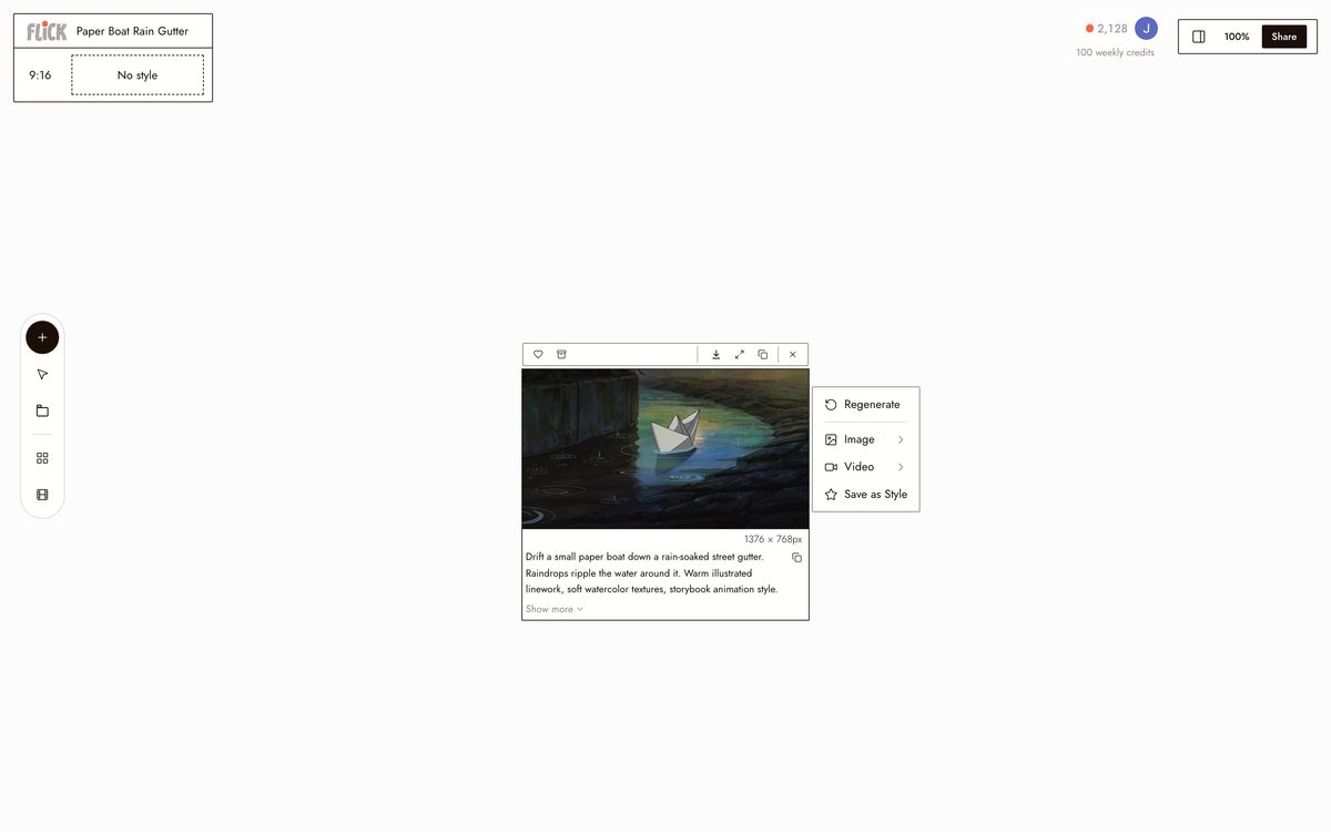 Writing the prompt for AI Text to Animation Generator on the Flick canvas