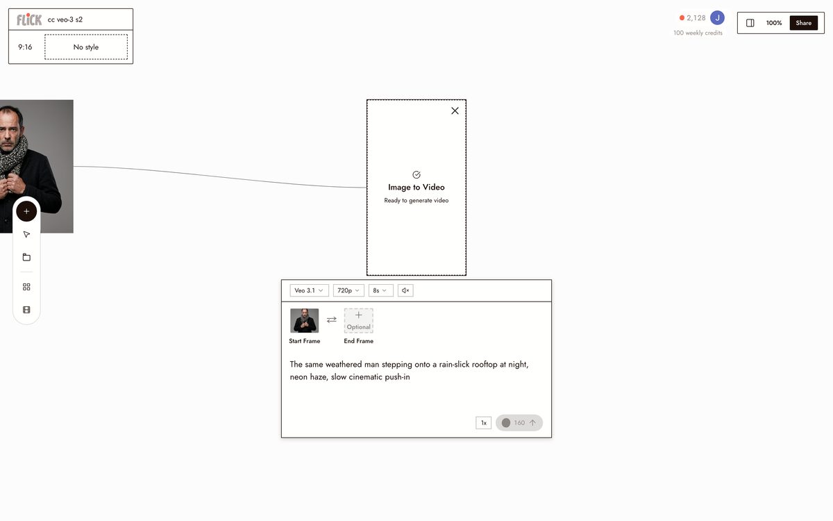 Writing the prompt on the Flick canvas