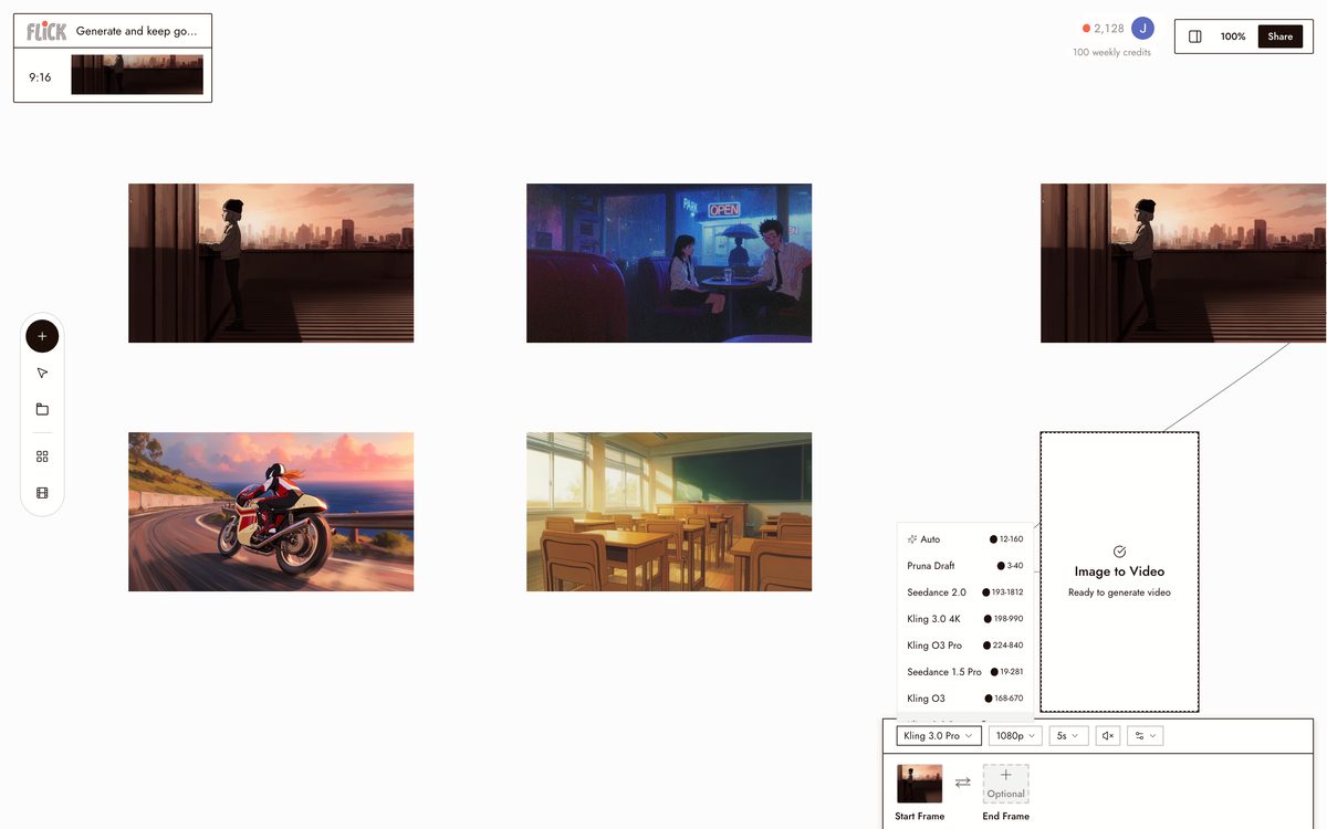 Generating video in this style on the Flick canvas