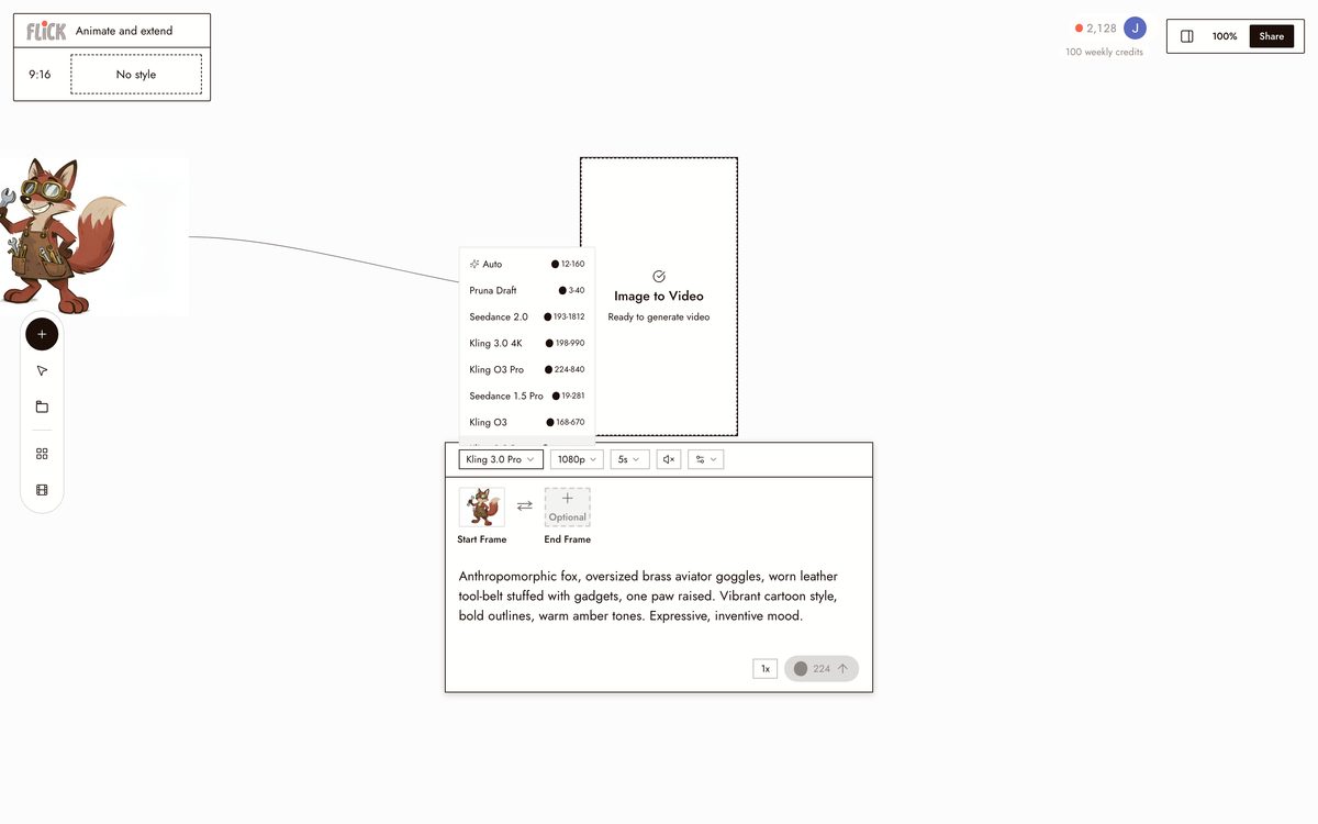 Choosing a model and generating in Flick