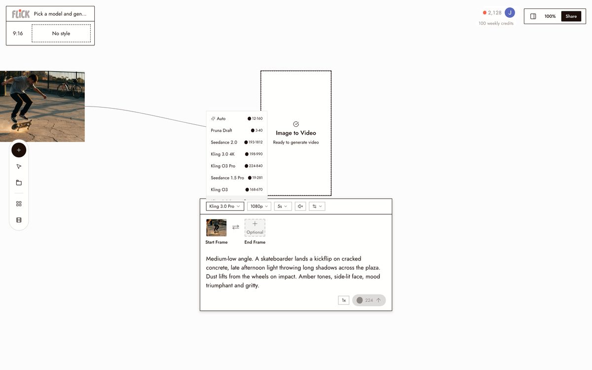 Choosing a model and generating in Flick