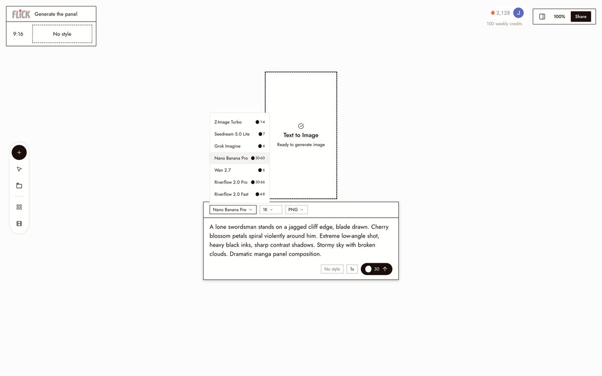 Choosing a model and generating in Flick