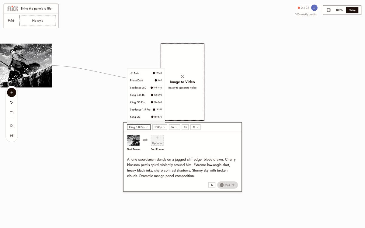 Choosing a model and generating in Flick
