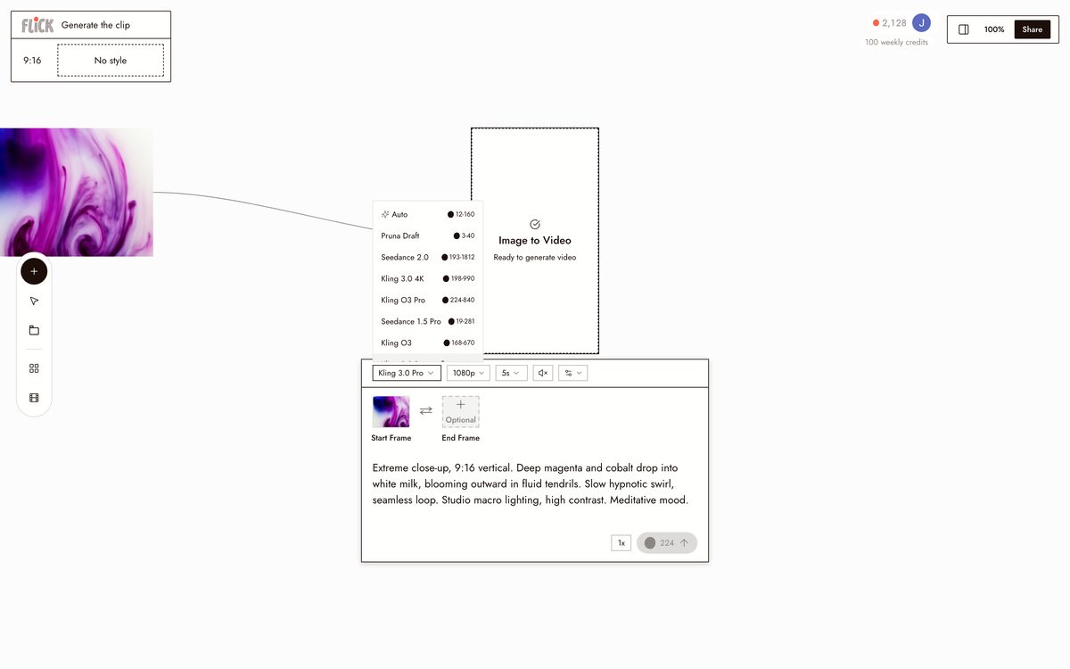 Choosing a model and generating in Flick