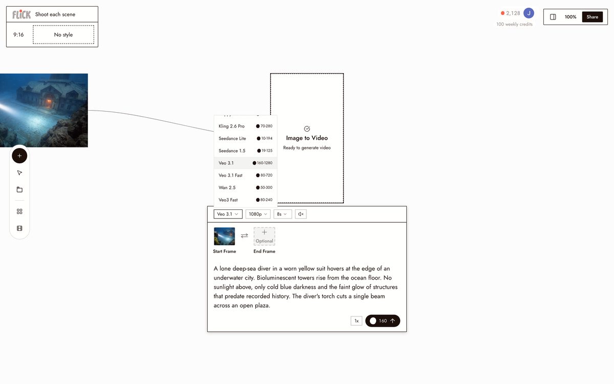 Choosing a model and generating in Flick