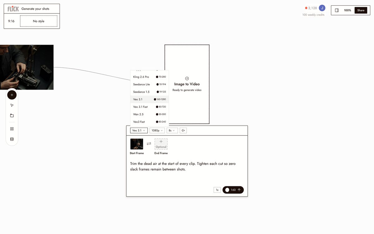 Choosing a model and generating in Flick