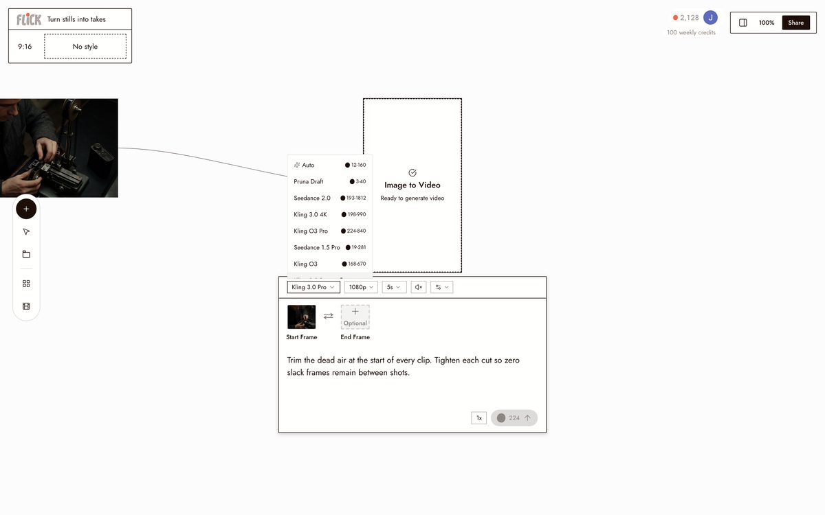 Choosing a model and generating in Flick