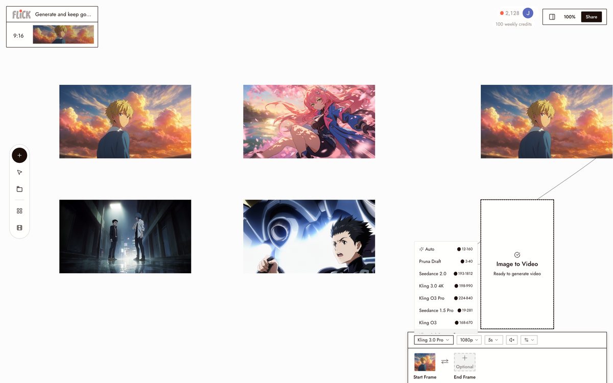 Generating video in this style on the Flick canvas