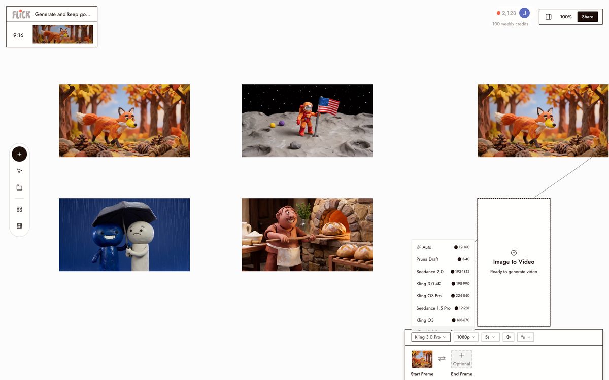 Generating video in this style on the Flick canvas