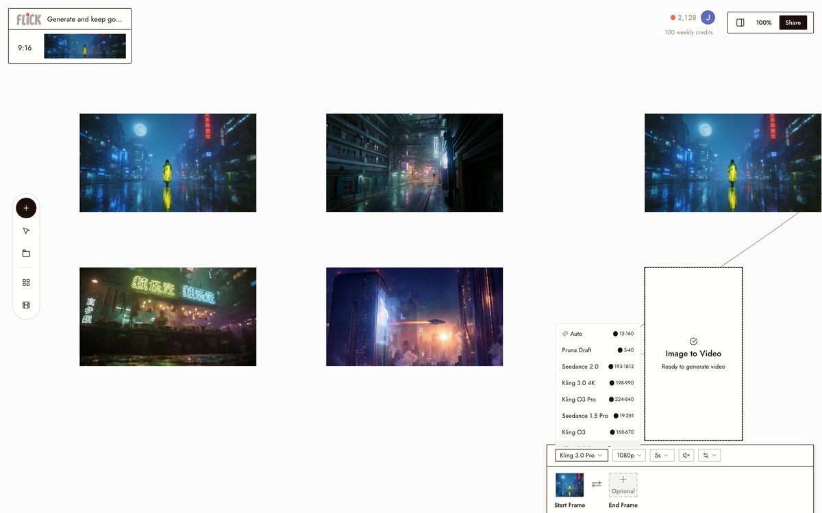 Generating video in this style on the Flick canvas