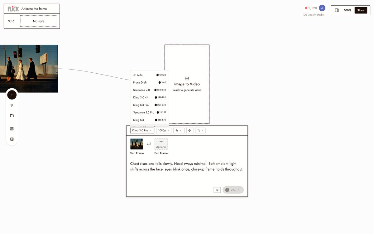 Choosing a model and generating in Flick