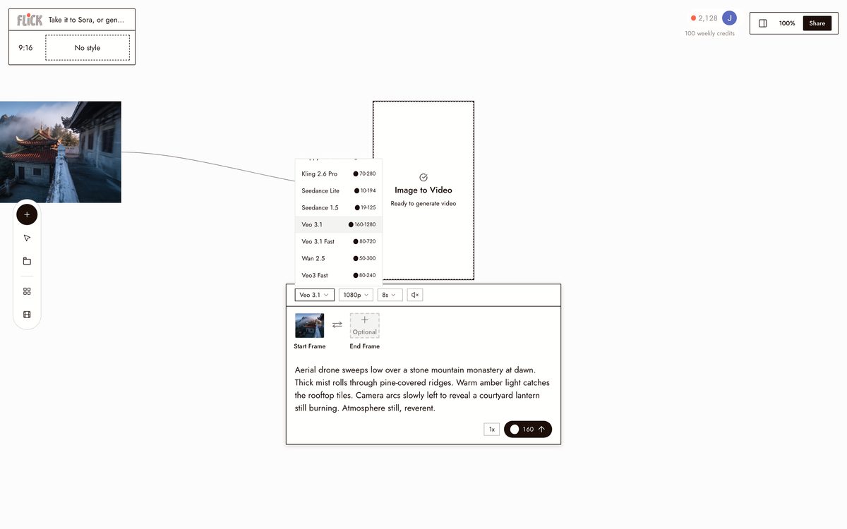 Choosing a model and generating in Flick