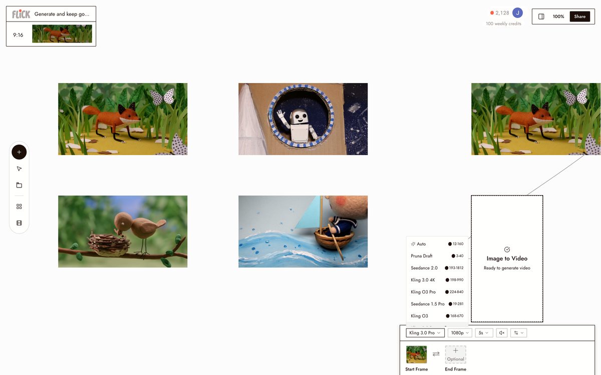 Generating video in this style on the Flick canvas