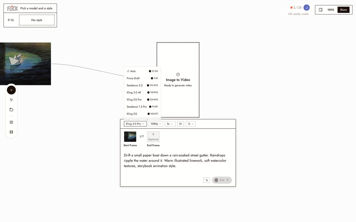 Choosing a model and generating in Flick