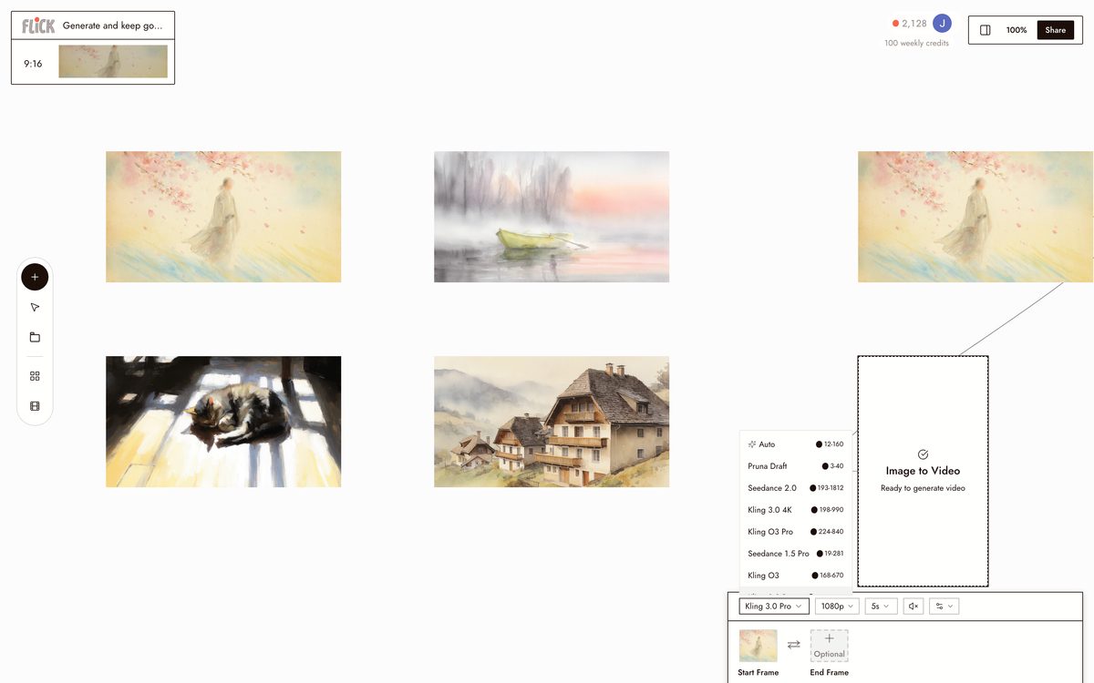 Generating video in this style on the Flick canvas