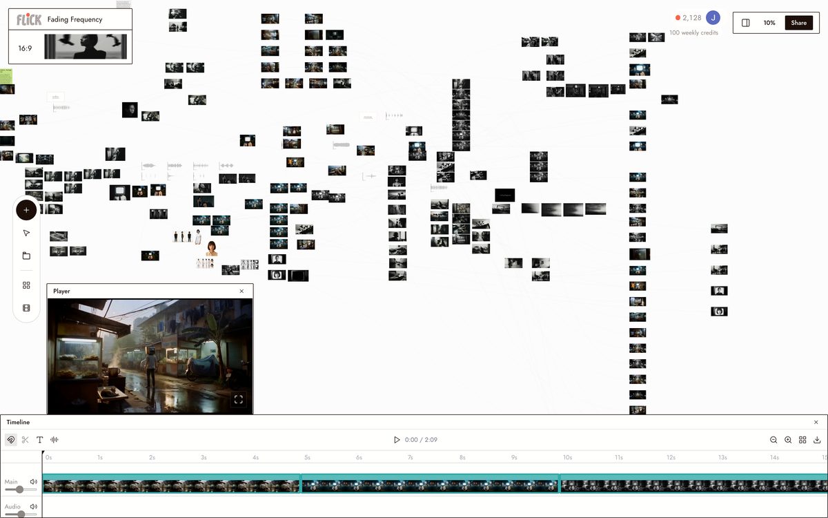 Assembling the shots on the Flick timeline