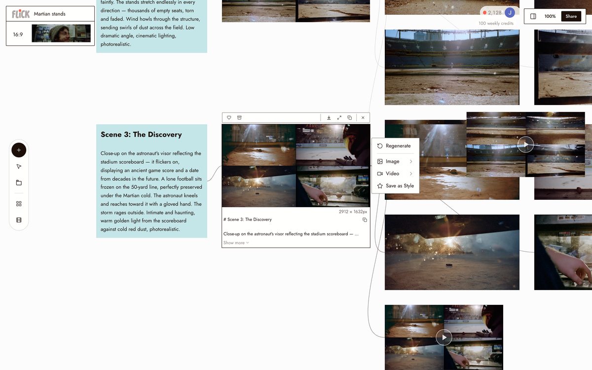 Writing the prompt for Tune the prompt on the Flick canvas