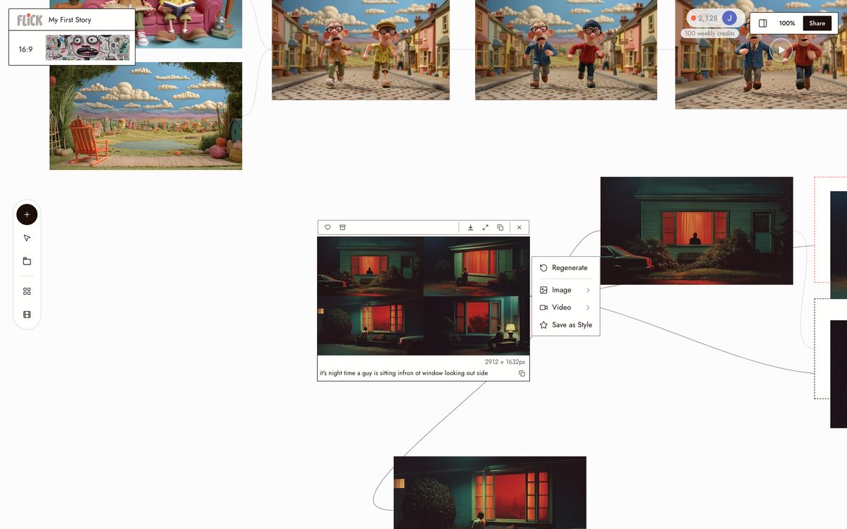 Writing the prompt for Describe your scene on the Flick canvas