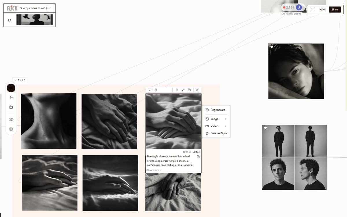 Writing the prompt for Test the idea on screen on the Flick canvas