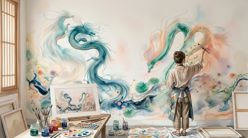 The ink dragon mural