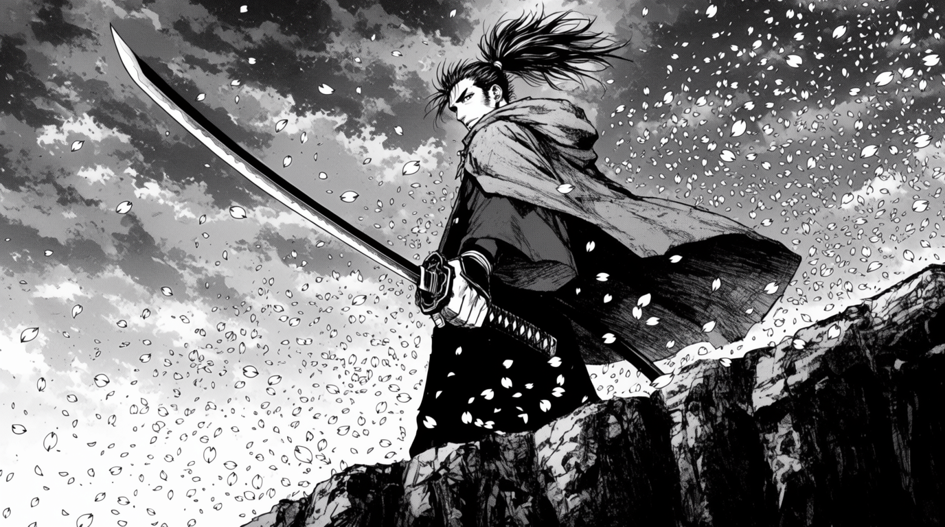Swordsman in Petal Storm