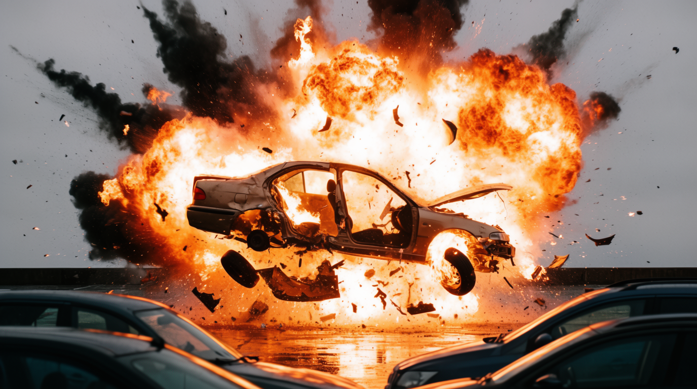 Explosión de Auto en Cámara Lenta