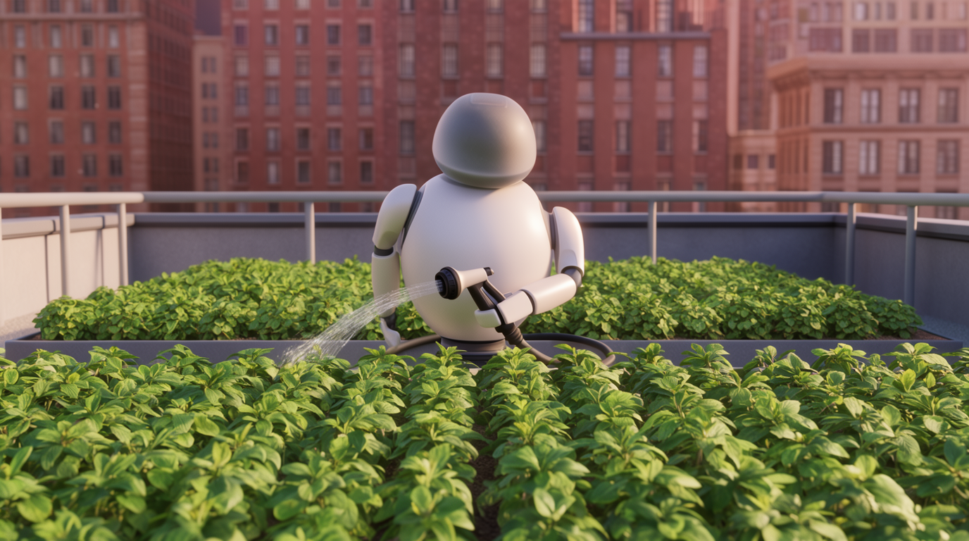 Robot dans un Jardin sur les Toits