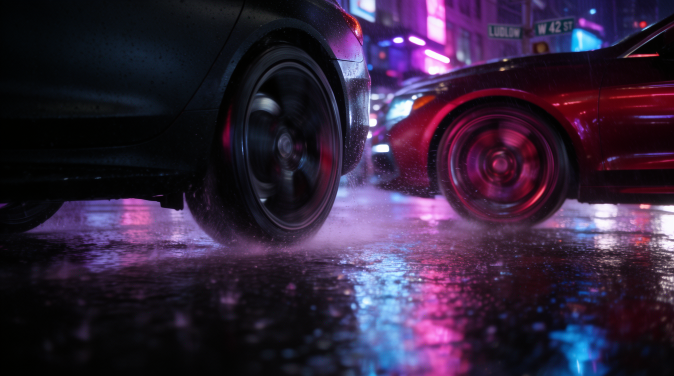 Neon-Straßenrennen, Nacht